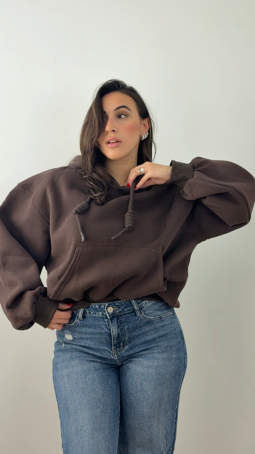 Felpa Hoodie Marrone