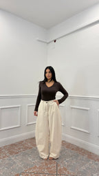 Pantalone Clara effetto Denim Burro