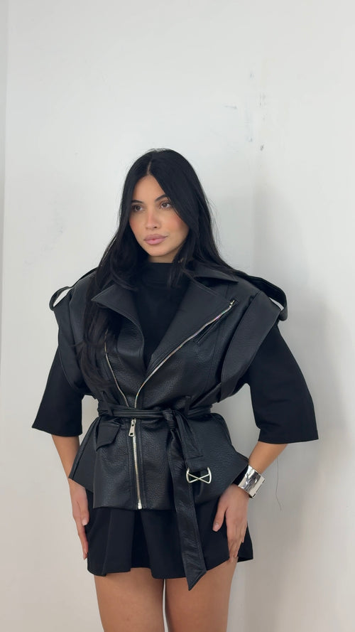 Chiodo smanicato in ecopelle