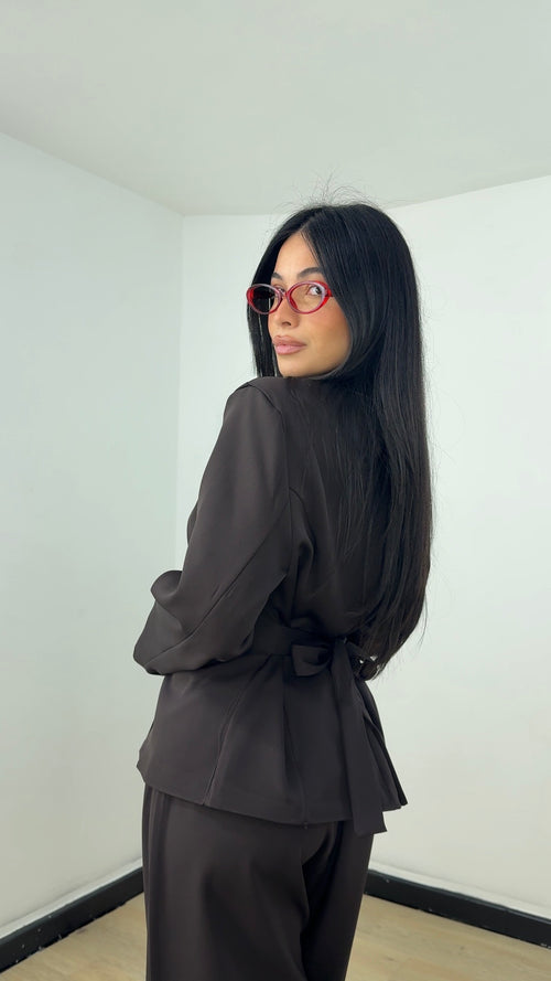 Tailleur Wrap Marrone