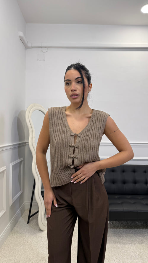 Gilet in Filo Giappo Fango
