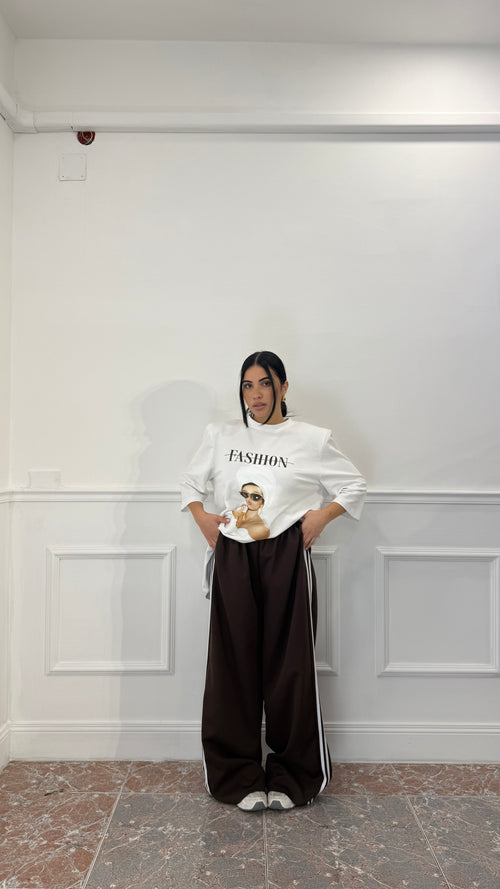 Pantalone Sporty Stripe Marrone
