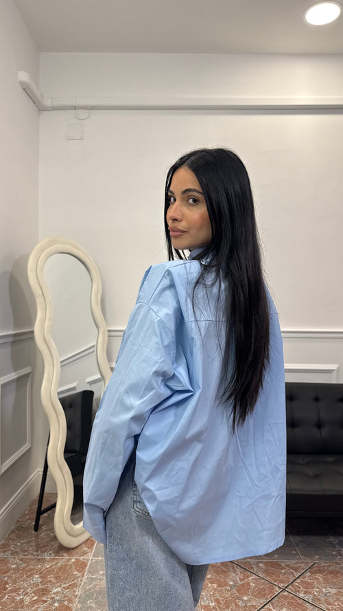 Camicia in cotone con spallina rinforzata Azzurra