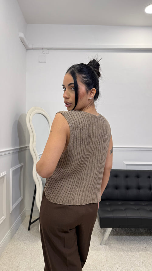 Gilet in Filo Giappo Fango