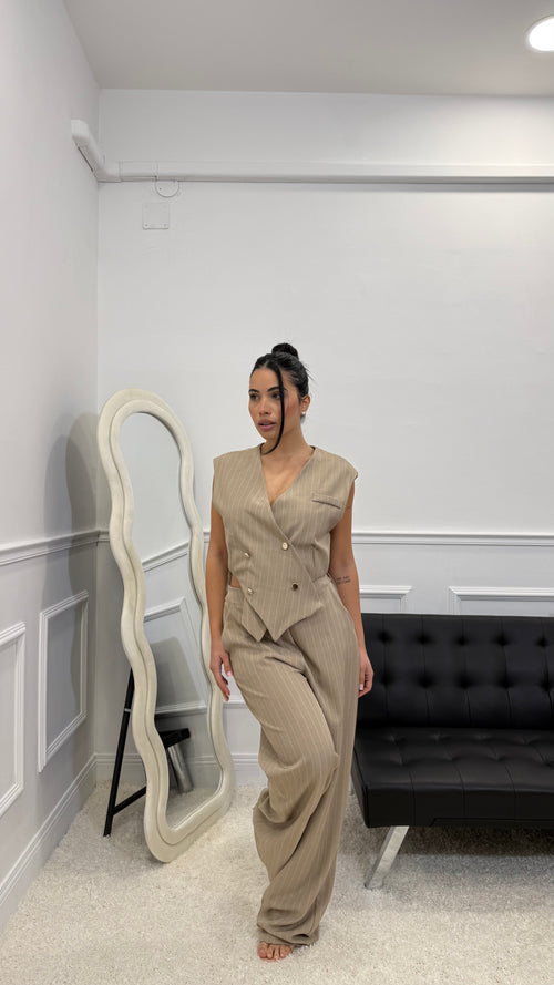 Tailleur Vittoria Gessato Fango