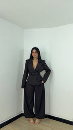 Tailleur Wrap Marrone