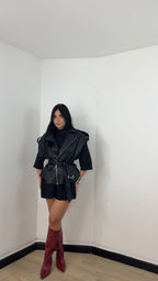 Chiodo smanicato in ecopelle