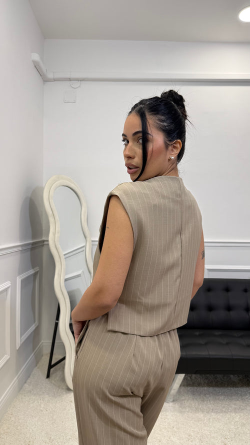 Tailleur Vittoria Gessato Fango
