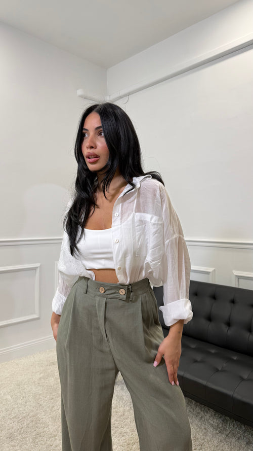 Camicia Semivelata monocolore Bianca