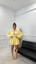 Coordinato Maila in simil lino Giallo
