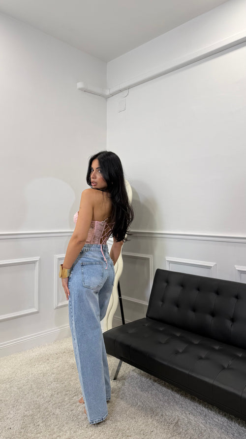 Jeans Balloon denim chiaro essenziale