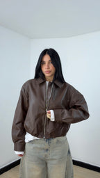 Bomber in ecopelle Marrone