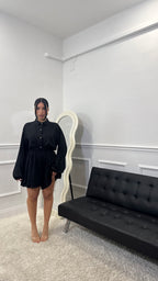 Coordinato Maila in simil lino Nero