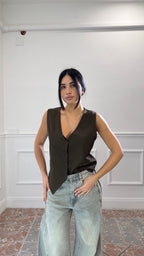 Gilet Basic Marrone