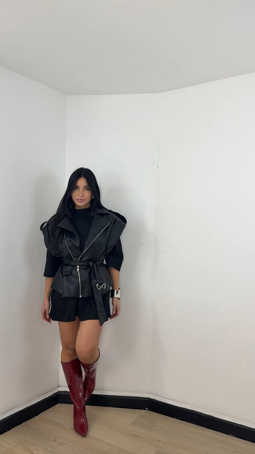 Chiodo smanicato in ecopelle