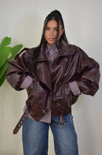 Bomber Biker in ecopelle bordeaux