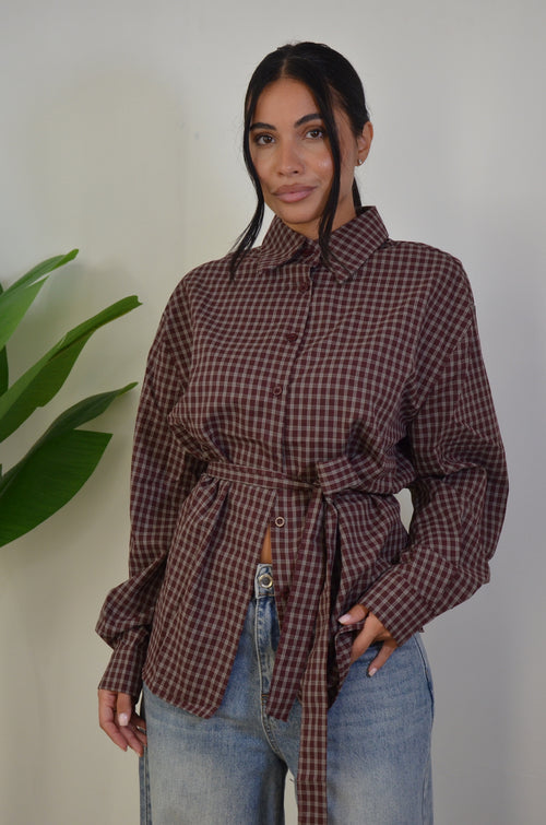 Camicia a quadri con cintura
