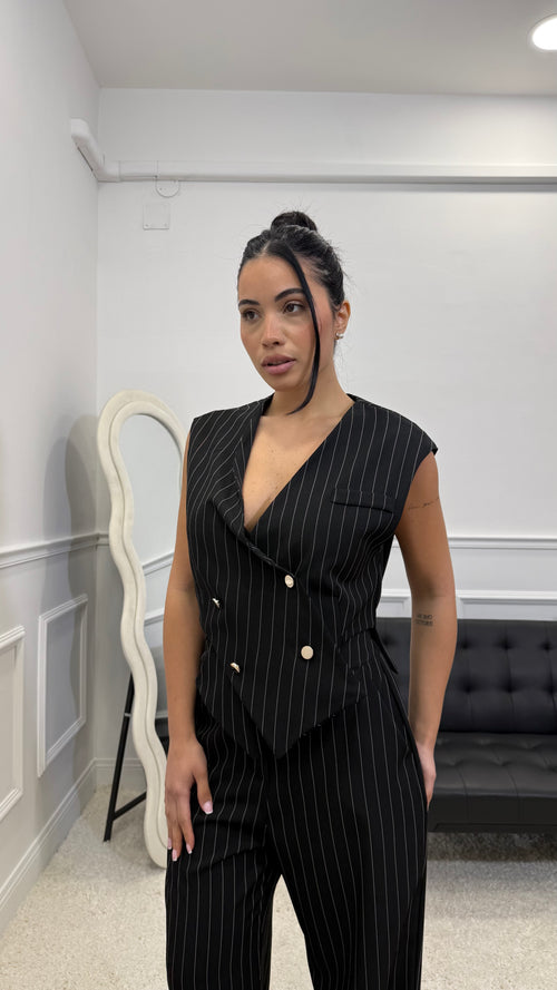 Tailleur Vittoria Gessato Nero