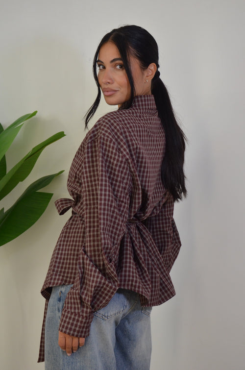 Camicia a quadri con cintura