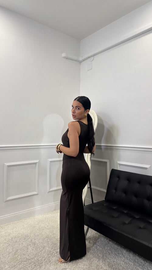 Long Dress Minimal Marrone