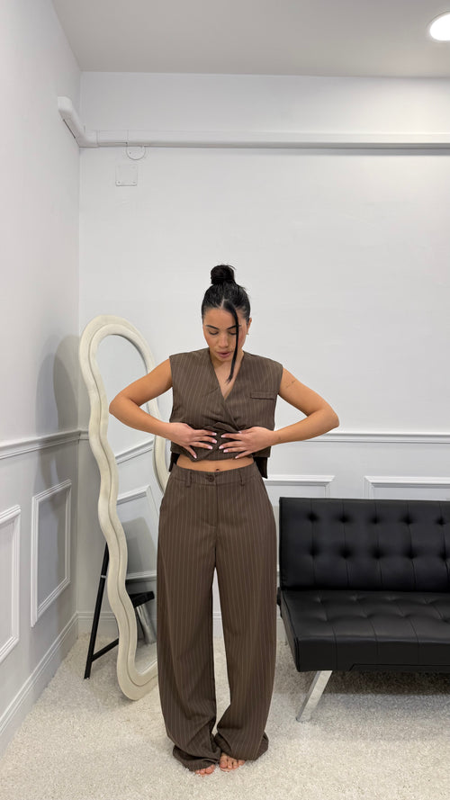 Tailleur Vittoria Gessato Marrone