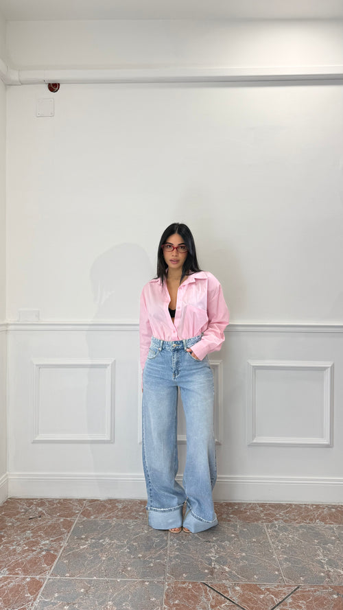 Jeans Wide Leg con risvolto