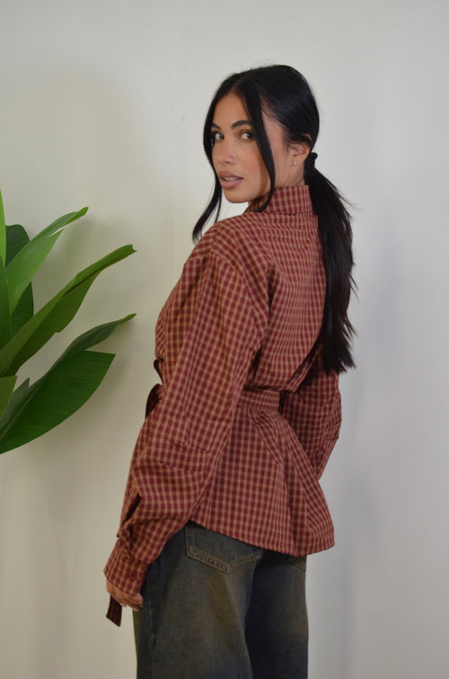 Camicia a quadri con cintura