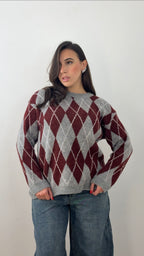 Pull Argyle Bordeaux