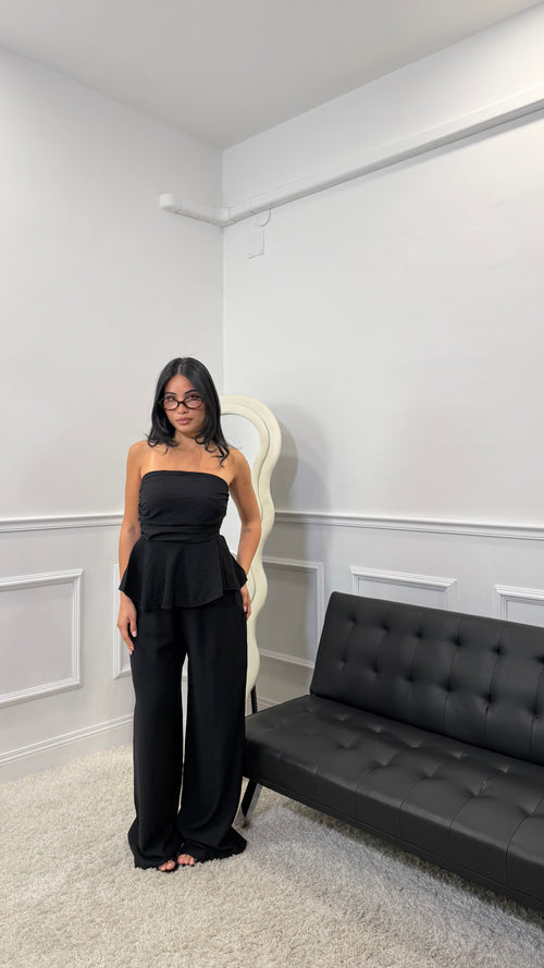 Coordinato Giulia in simil lino Nero