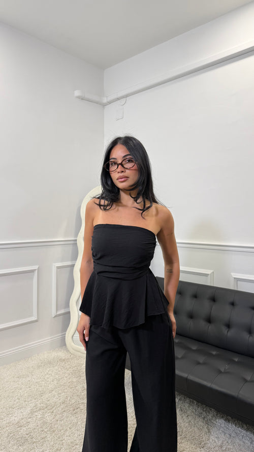 Coordinato Giulia in simil lino Nero