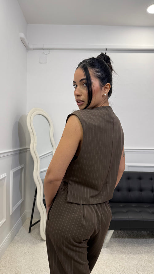 Tailleur Vittoria Gessato Marrone