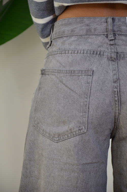 Jeans Wide Leg Grigio
