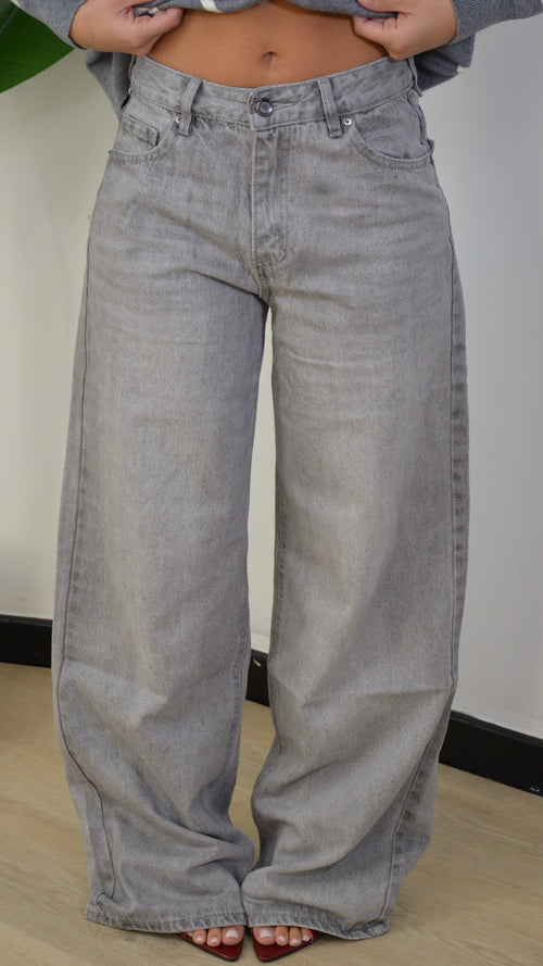Jeans Wide Leg Grigio