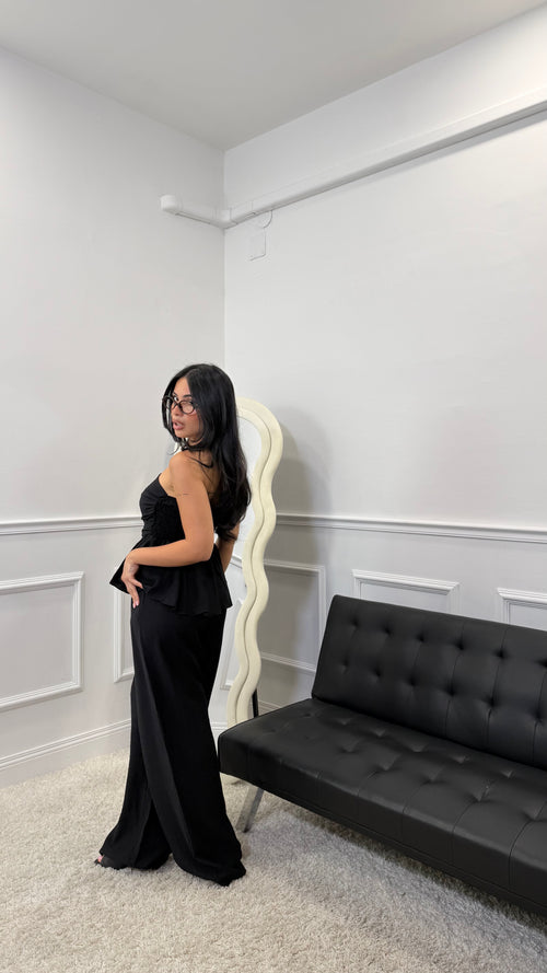 Coordinato Giulia in simil lino Nero