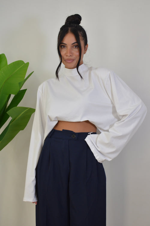 Shirt Crop mezzo collo
