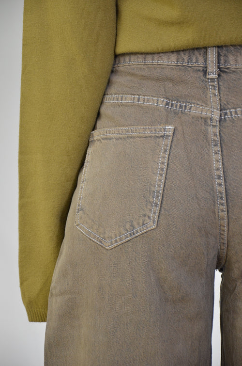 Jeans Balloon Asimmetrico Khaki