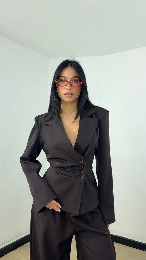 Tailleur Wrap Marrone