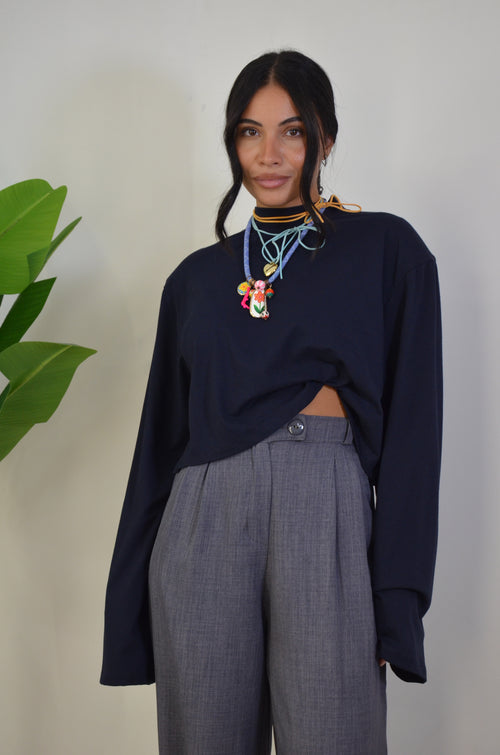 Shirt Crop mezzo collo