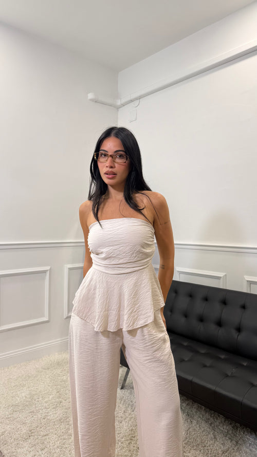 Coordinato Giulia in simil lino Burro
