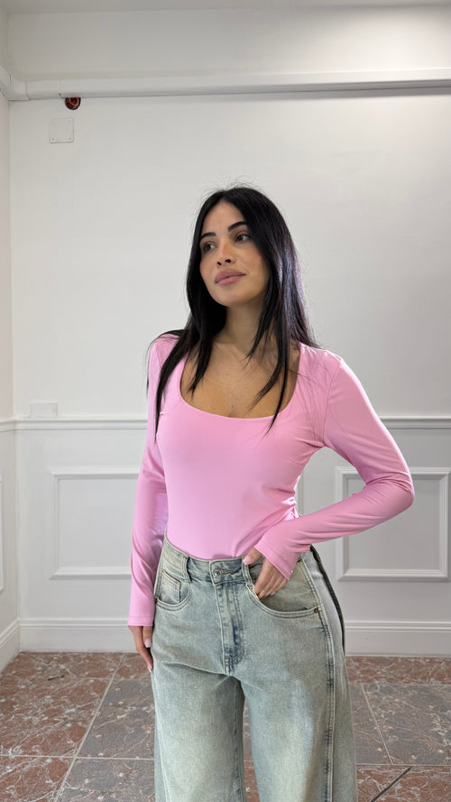 Body Scollo Quadrato in Lycra