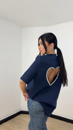 T-Shirt Cuore Blu Navy