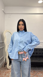Camicia in cotone con spallina rinforzata Azzurra
