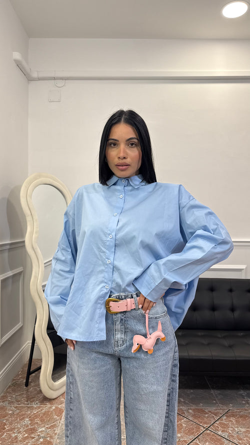 Camicia in cotone con spallina rinforzata Azzurra
