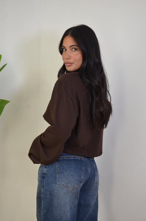 Shirt Crop mezzo collo