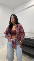 Camicia a righe semivelata Bordeaux