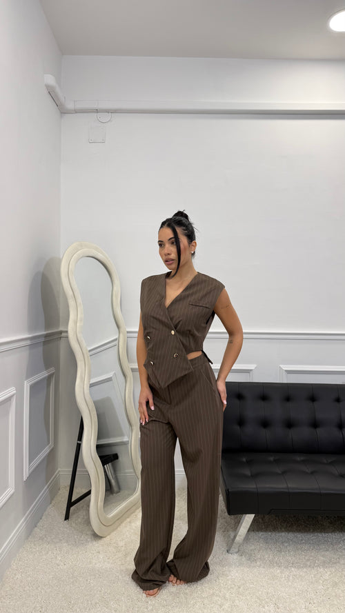 Tailleur Vittoria Gessato Marrone