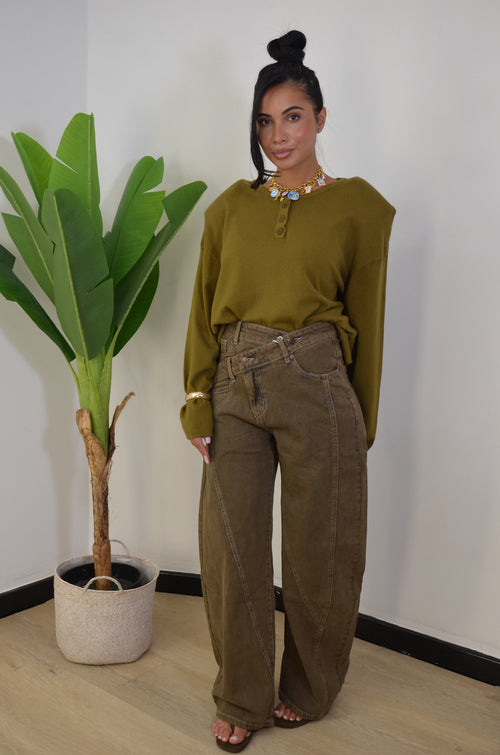 Jeans Balloon Asimmetrico Khaki