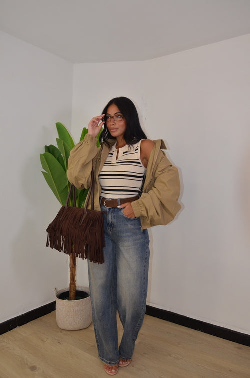 Bag con frange marrone