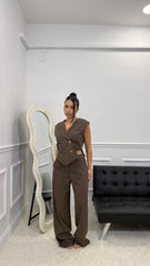 Tailleur Vittoria Gessato Marrone