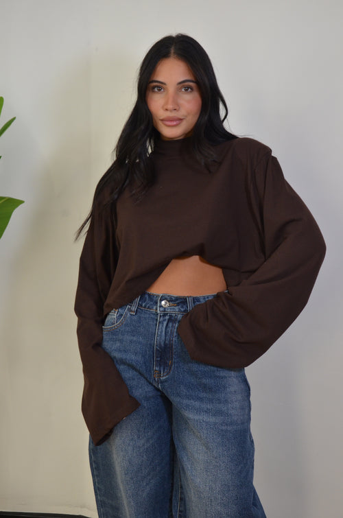 Shirt Crop mezzo collo
